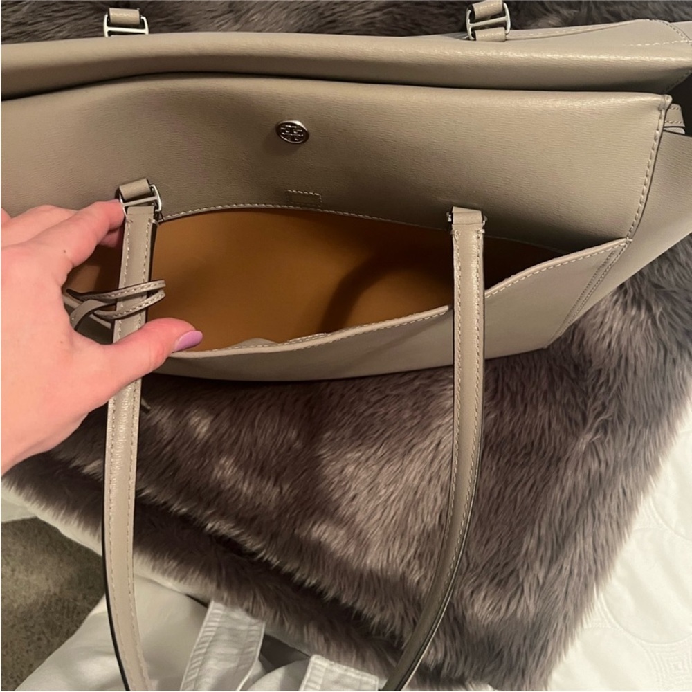 Tory Burch Taupe Leather Tote - Picture 3 of 6